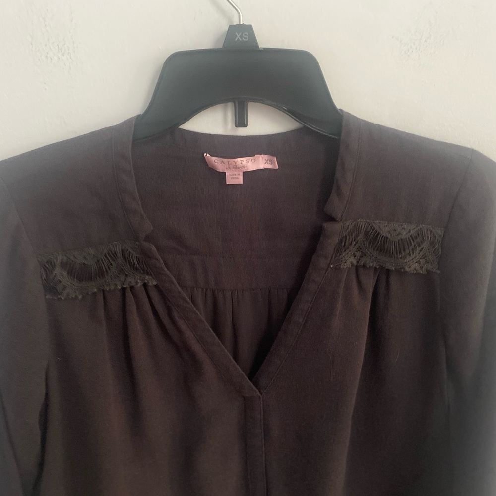 Calypso St. Barth slate gray long sleeve top - Picture 3 of 14